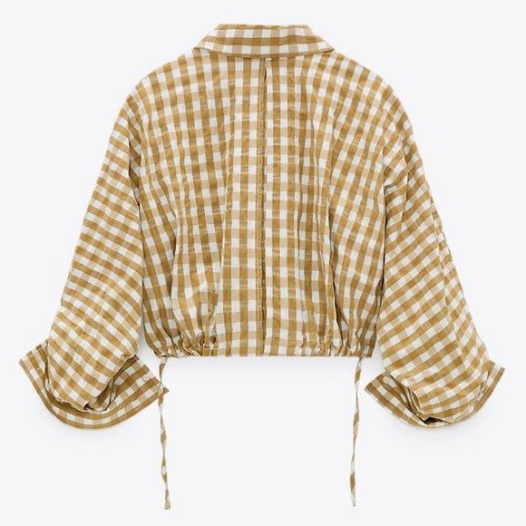 NEW Zara Gingham Cropped Shirt / Jacket button front Organi Cotton- Blogger Fav - Picture 6 of 16